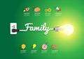 Family concept with creative light bulb idea Royalty Free Stock Photo