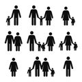 Family concept icons. Mother, father, son and daughter pictograms. People stick figure symbols