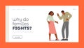 Family Conflict, Fight Landing Page Template. Married Couple Quarrel and Fight. African Man and Woman Fighting Royalty Free Stock Photo