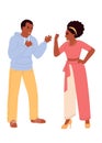 Family conflict vector illustration wife and husband quarrelling