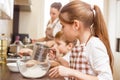 Family cooking background. Children in the kitchen Royalty Free Stock Photo