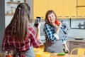 Family cooking blog women healthy lifestyle diet Royalty Free Stock Photo