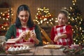 Family cooking Christmas cookies Royalty Free Stock Photo