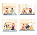 Family cooking food or dinner at home kitchen Royalty Free Stock Photo