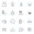 Family cooking linear icons set. Home-cooked, Comforting, Nourishing, Festive, Potluck, Recipe, Tradition line vector