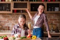 Family cooking loving relationship food health Royalty Free Stock Photo