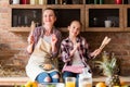 Family cooking loving relationship food health Royalty Free Stock Photo