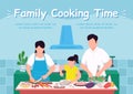 Family cooking time banner flat vector template