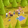 Family Countryside Picnic Isometric