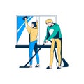 Family couple cleaning house together Royalty Free Stock Photo