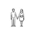 Family couple expecting a baby hand drawn outline doodle icon. Royalty Free Stock Photo