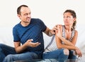 Family couple having serious conversation Royalty Free Stock Photo