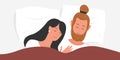 Family couple people sleeping together in bed at night, hugging, lying under blanket Royalty Free Stock Photo