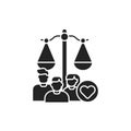 Family court glyph black icon. Judiciary concept. Child custody. Sign for web page, mobile app, button, logo. Vector isolated
