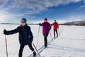 Family cross country skiing Royalty Free Stock Photo