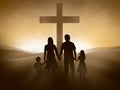 Family at the Cross of Jesus Christ Royalty Free Stock Photo