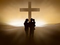 Family at the Cross of Jesus Christ Royalty Free Stock Photo