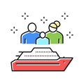 family cruise color icon vector illustration