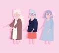 Family cute group grandmothers member cartoon character