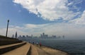 Family Cycling along Lake Michigan and Chicago Skyline Royalty Free Stock Photo