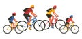 Family Cycling Sport Activity flat color vector