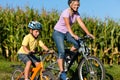 Family is cycling in summer Royalty Free Stock Photo