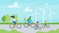 Family cycling together vector illustration Royalty Free Stock Photo