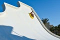 A family of dad and son ride a tubing on a fast water attraction in an aquapark Royalty Free Stock Photo