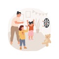 Family darts tournament isolated cartoon vector illustration.