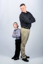 Family day. happy child with father. business partner. father and son in business suit. childhood. parenting. fathers Royalty Free Stock Photo