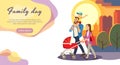 Happy Family Day Cartoon Vector Web Site Template Royalty Free Stock Photo
