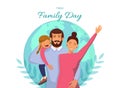 Family Day Out Cartoon Vector Horizontal web banner or landing page with happy parents. Family with children Royalty Free Stock Photo