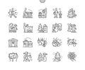Family decorates the Christmas home Well-crafted Pixel Perfect Vector Thin Line Icons 30 2x Grid for Web Graphics and