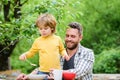 Family dinner time. summer picnic. Morning breakfast. healthy food and dieting. Childrens day. happy fathers day. Little Royalty Free Stock Photo