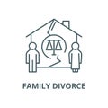 Family divorce vector line icon, linear concept, outline sign, symbol