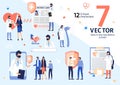 Healthcare Insurance Services Vector Scenes Set