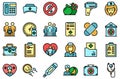 Family doctor icons set vector flat