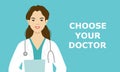 Family doctor in a medical gown. Choose your doctor Royalty Free Stock Photo