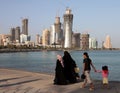 Family on Doha Corniche Royalty Free Stock Photo