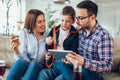 Family doing online shopping with tablet Royalty Free Stock Photo