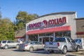 Family Dollar Retail Store front entrance cars people