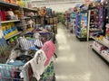 Family Dollar retail store interior shopping carts of product