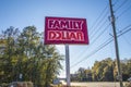 Family Dollar Retail Store street sign and traffic