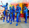 Family dressed as avatars are seen during the carnival parade