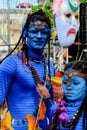 Family dressed as avatars are seen during the carnival parade