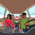 Family driving to a road trip. View from interior of the car Royalty Free Stock Photo