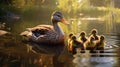 A family of ducks dancing on the water Royalty Free Stock Photo