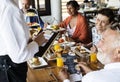 Family eating breakfast at a hotel Royalty Free Stock Photo