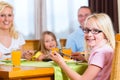 Family eating lunch or dinner Royalty Free Stock Photo