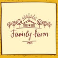 Family eco farm. Sketch logo for agriculture, horticulture. Hand Royalty Free Stock Photo